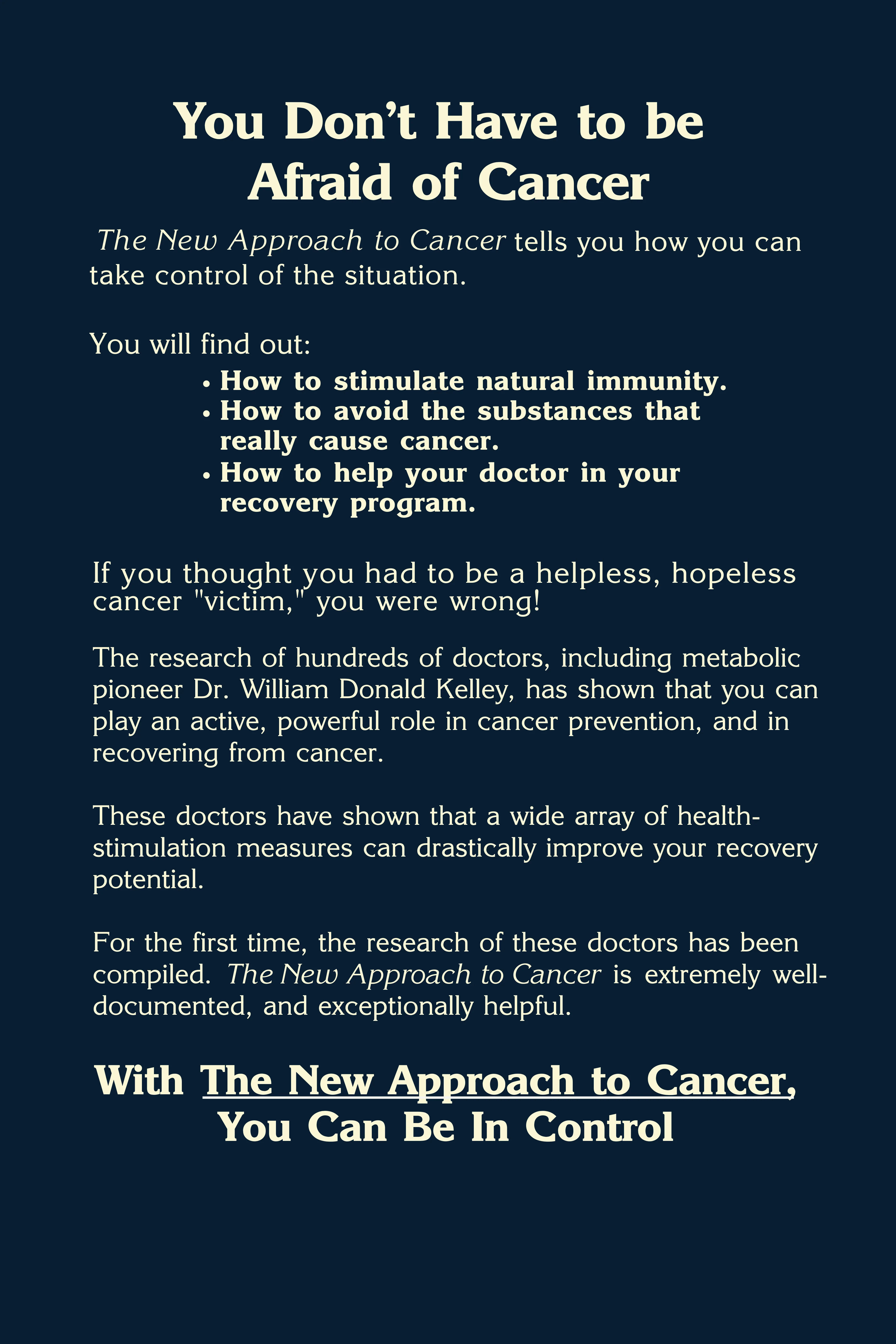 (Book) The New Approach to Cancer by Cameron Stauth (1982) - Image 2